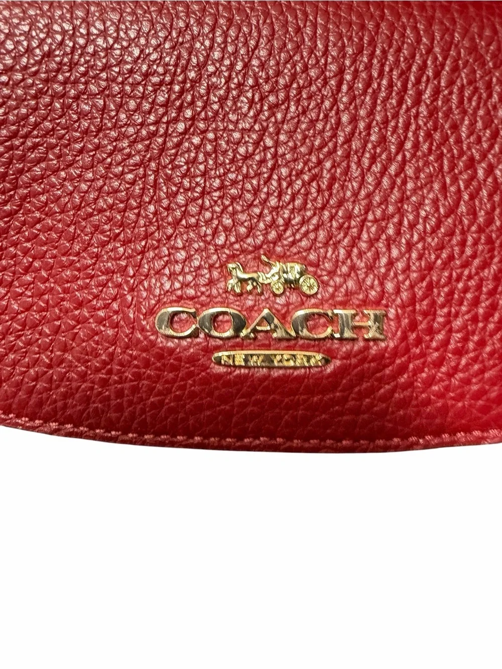 COACH Pebbled Leather Colorblock Crossbody Bag in Red/Pink/Cream
